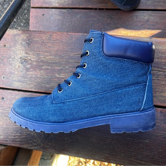 BLUE SUEDE SHOES DENIM ANKLE BOOTS SIZE 10 - Picture 4 of 15